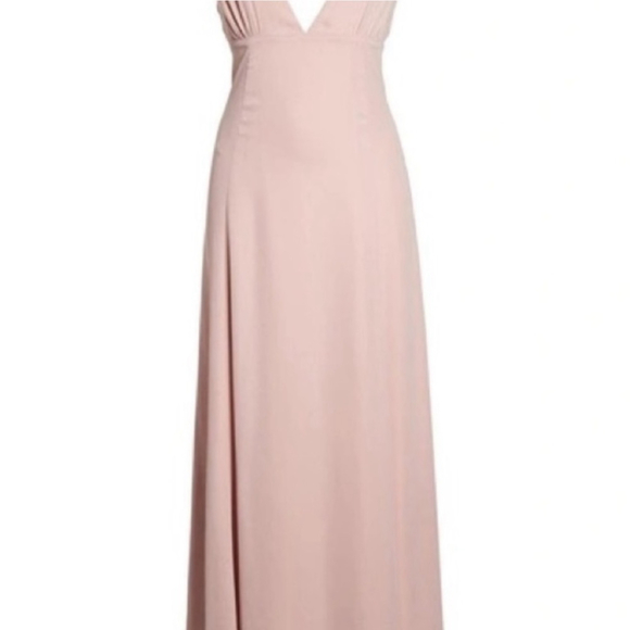 SOLD WAYF Kiara Empire Plunge Neck Gown in Rose Size Large - Picture 2 of 16